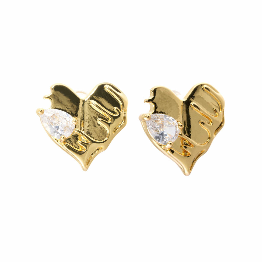 Earrings, Austrian Crystal, Brass Plated With Genuine Gold