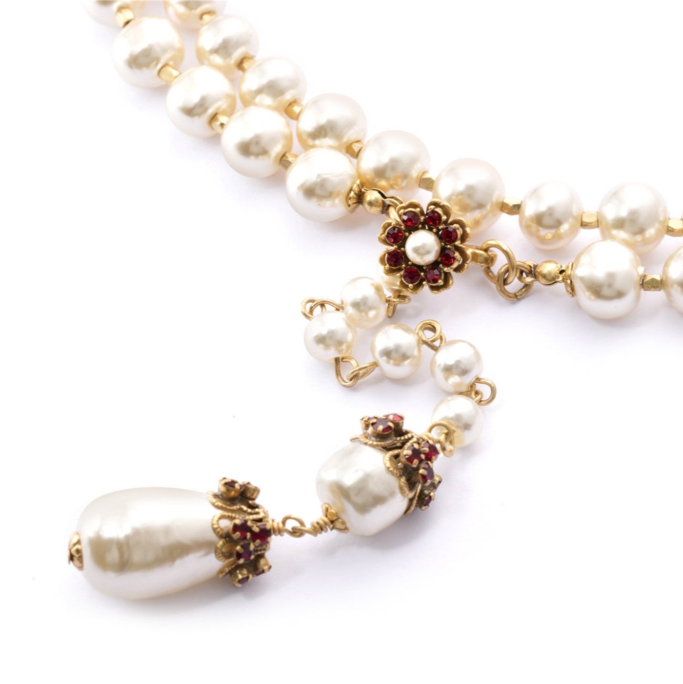 Necklace Brass crystal pearl Austrian crystal plated with real gold