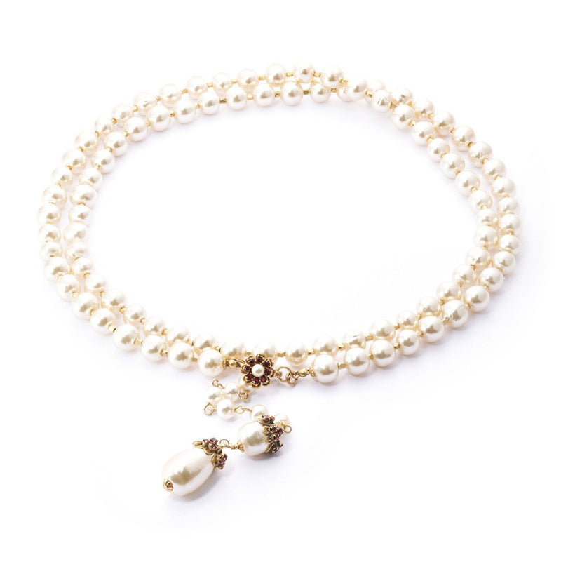 Necklace Brass crystal pearl Austrian crystal plated with real gold