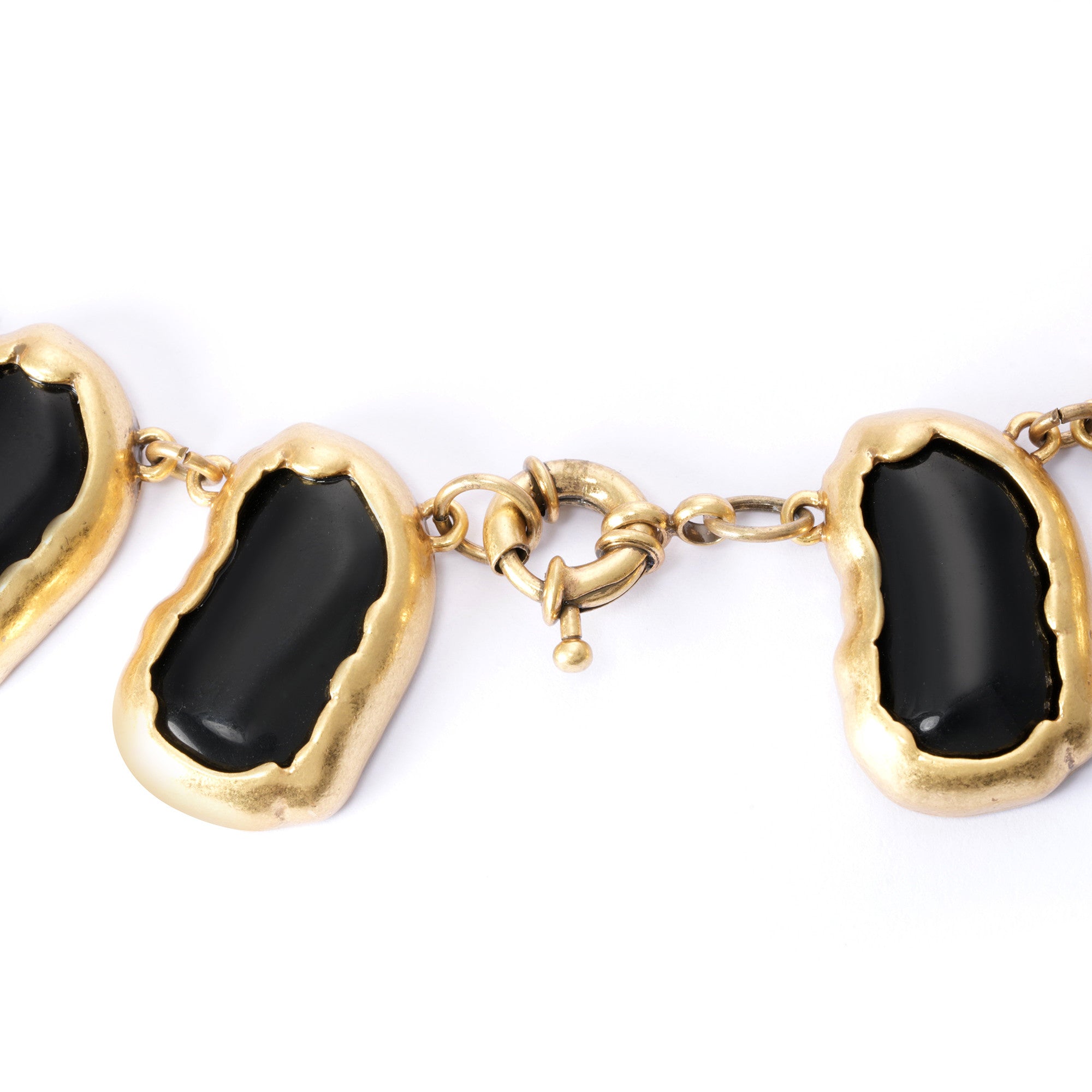 Necklace alloy obsidian plated Russian gold