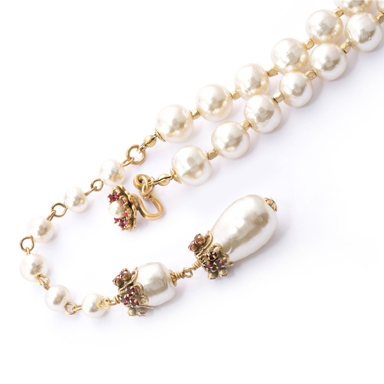 Necklace Brass crystal pearl Austrian crystal plated with real gold