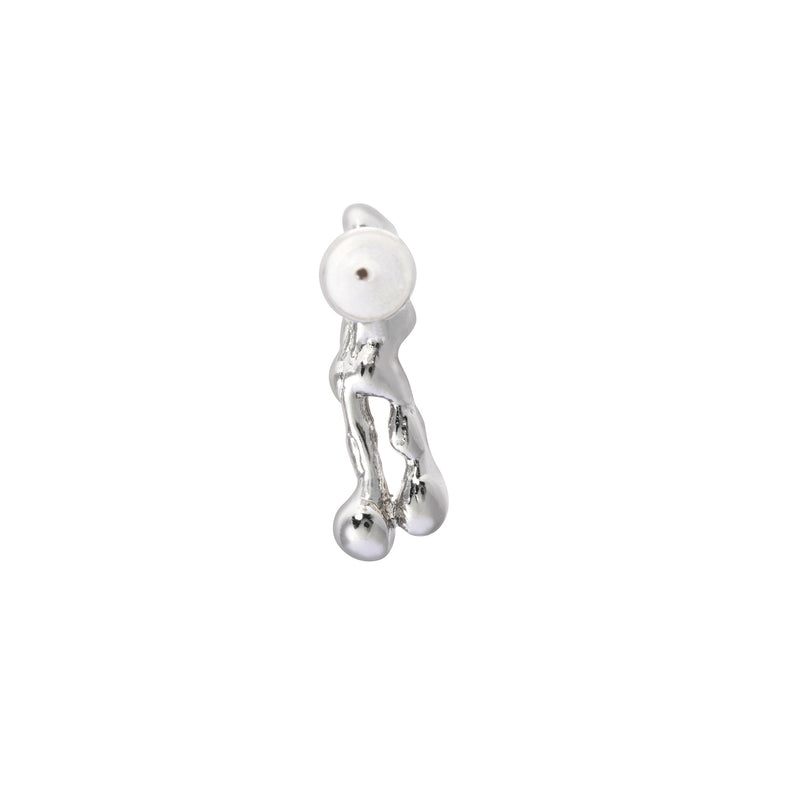 Earrings, alloy, crystal pearl, silver plated old