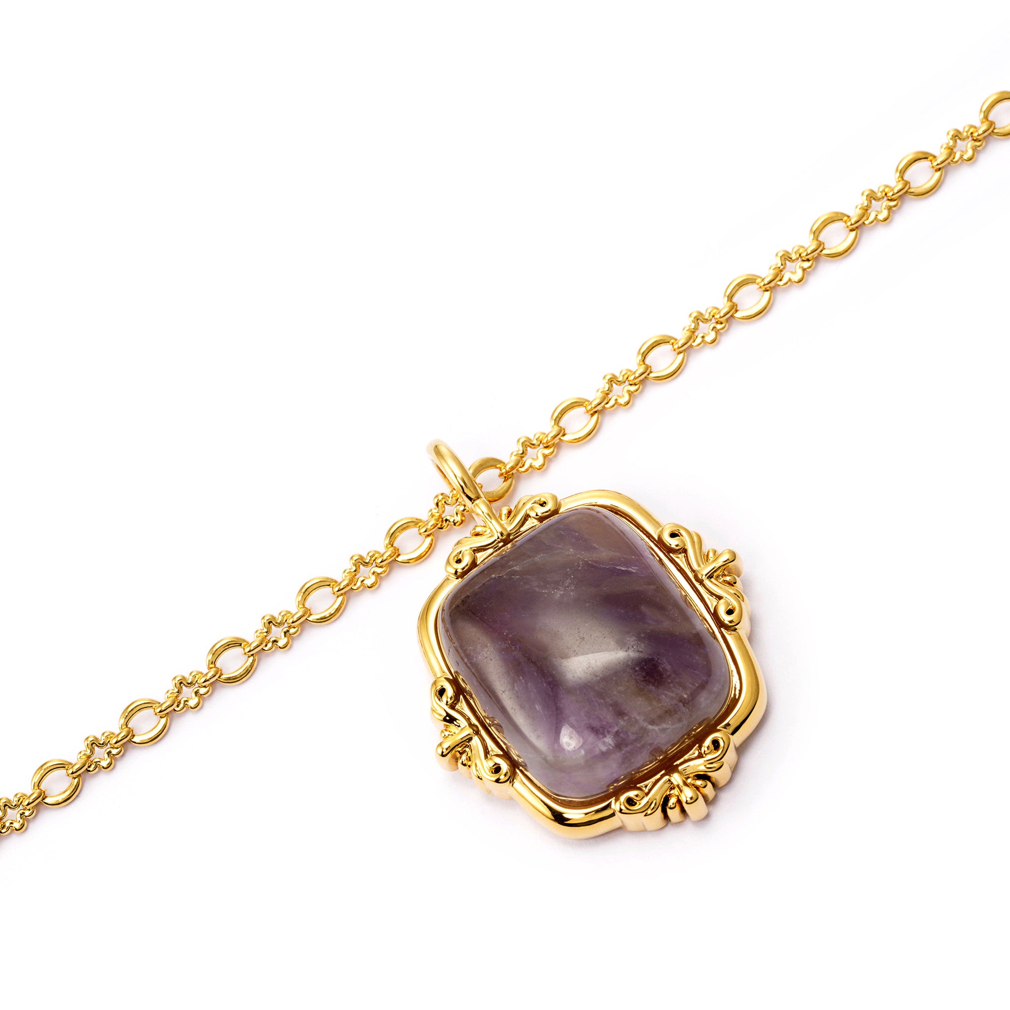 Necklace brass agate plated Russian gold