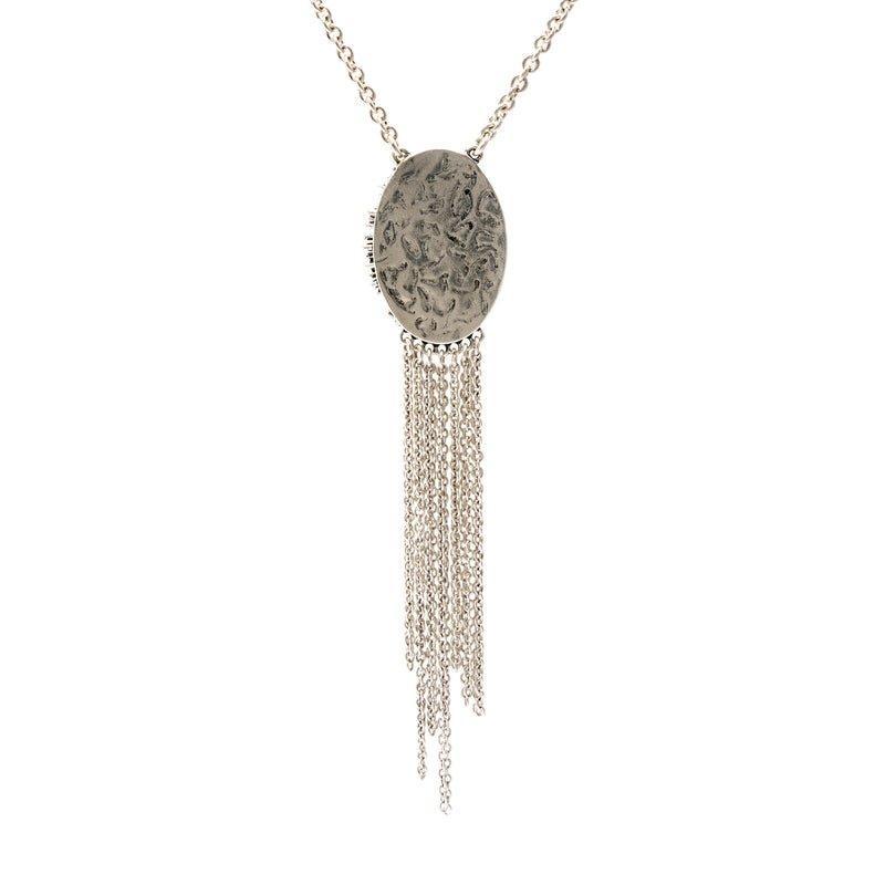 Necklace brass glitter stone plated silver made old