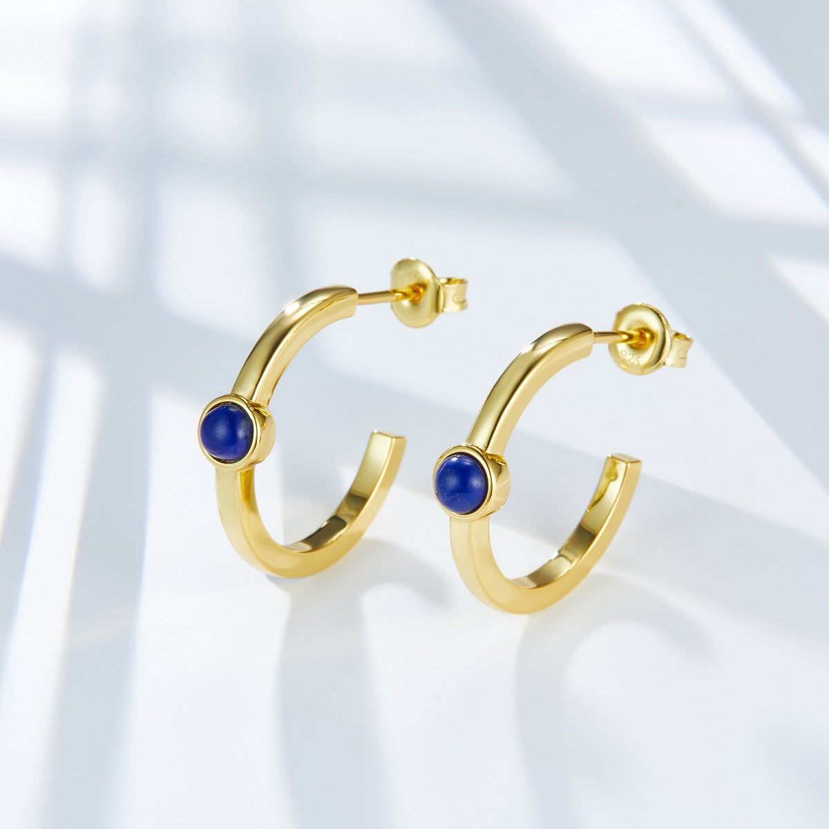 S 925 silver stud lapis Lazuli earrings