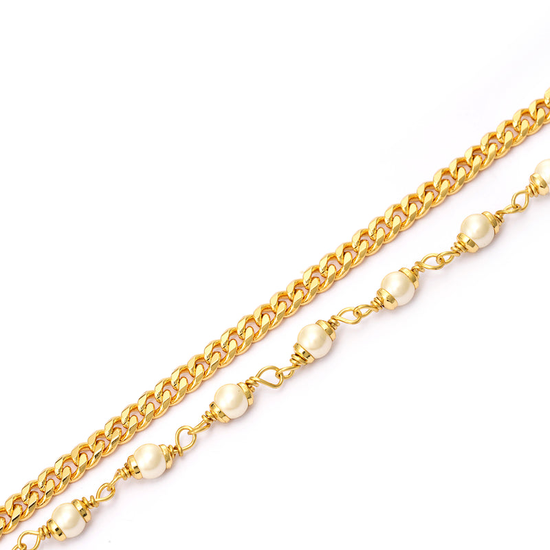 Glasses chain Brass crystal pearl Austrian crystal plated Russian gold