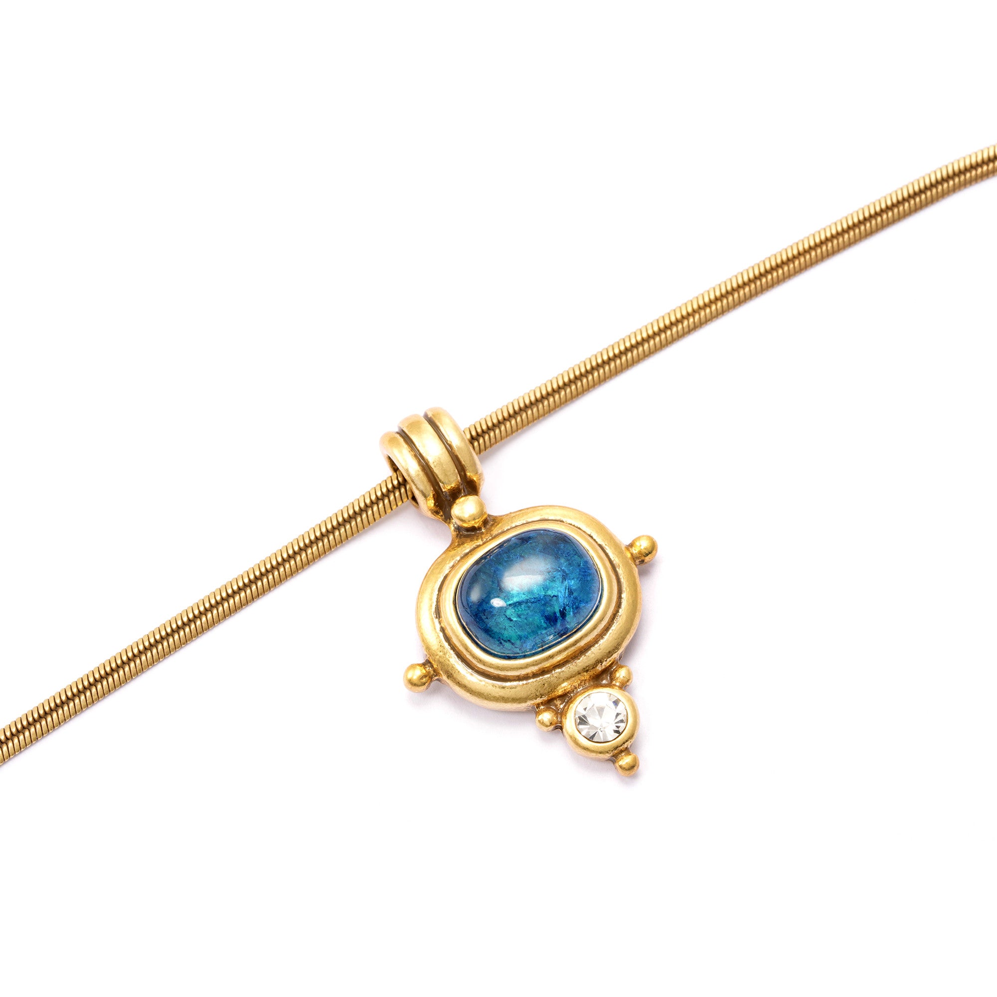 Necklace alloy blue sand stone Austrian rhinestone plated Russian gold