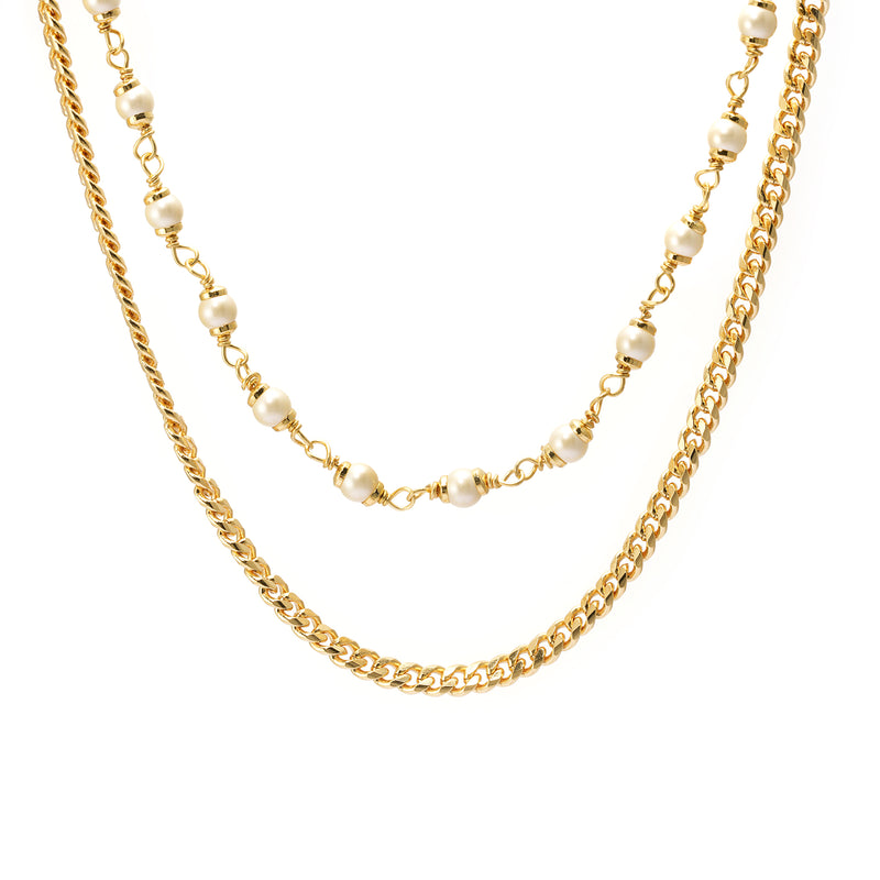 Glasses chain Brass crystal pearl Austrian crystal plated Russian gold