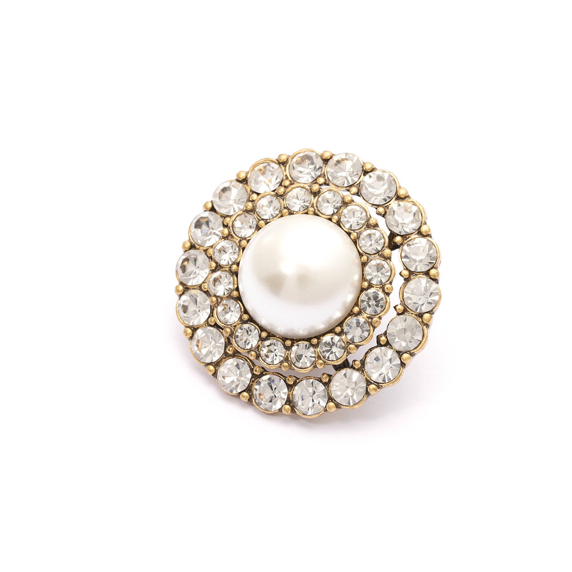 Brooch alloy crystal pearl Austrian rhinestone plated Russian gold