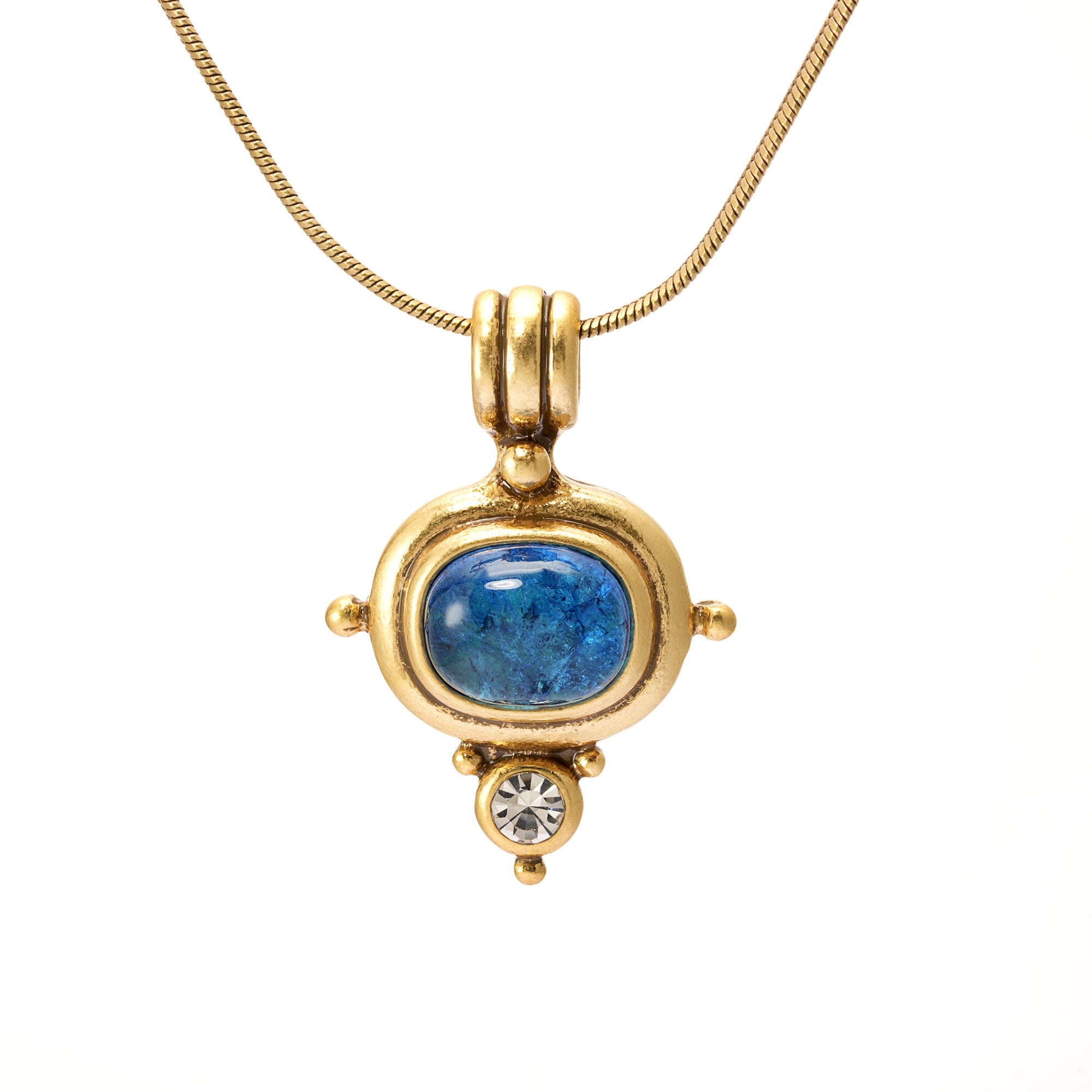 Necklace alloy blue sand stone Austrian rhinestone plated Russian gold