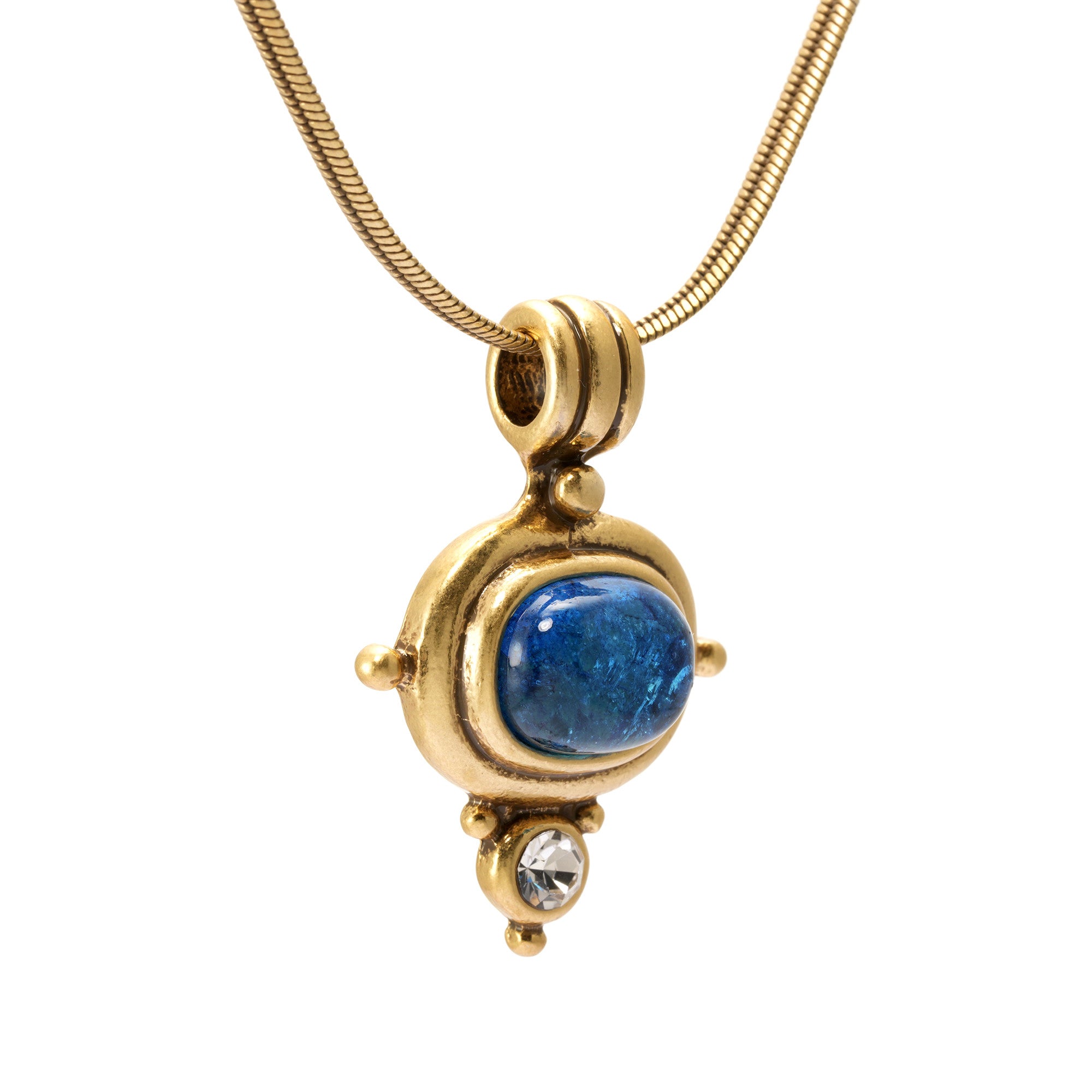 Necklace alloy blue sand stone Austrian rhinestone plated Russian gold