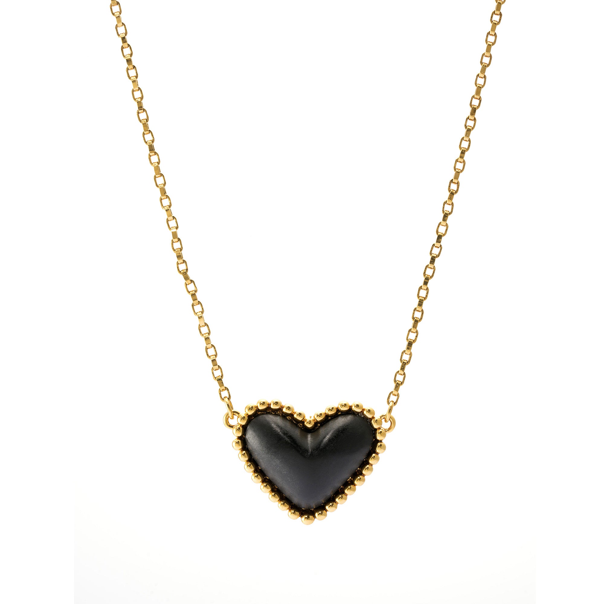 Necklace brass obsidian plated Russian gold