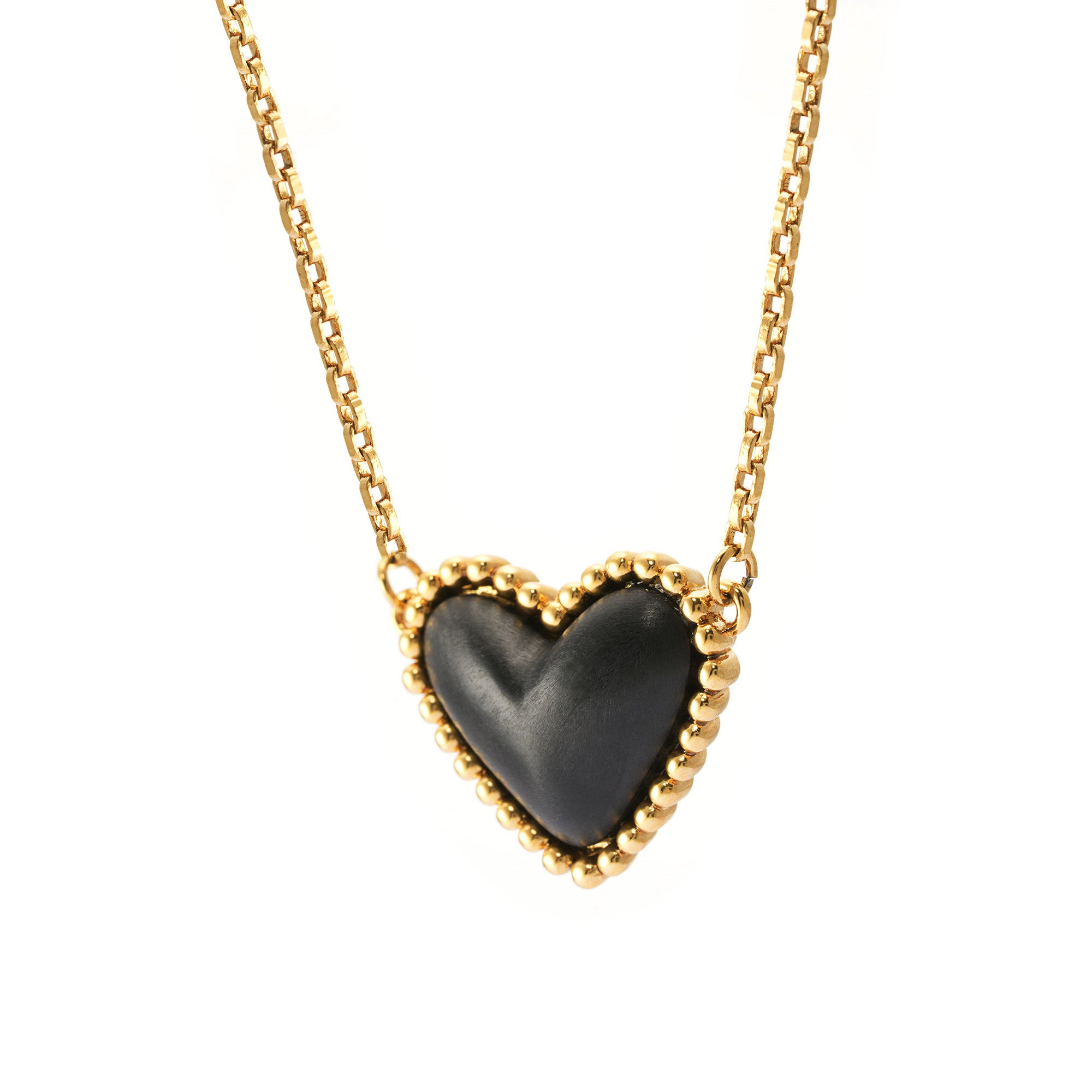 Necklace brass obsidian plated Russian gold