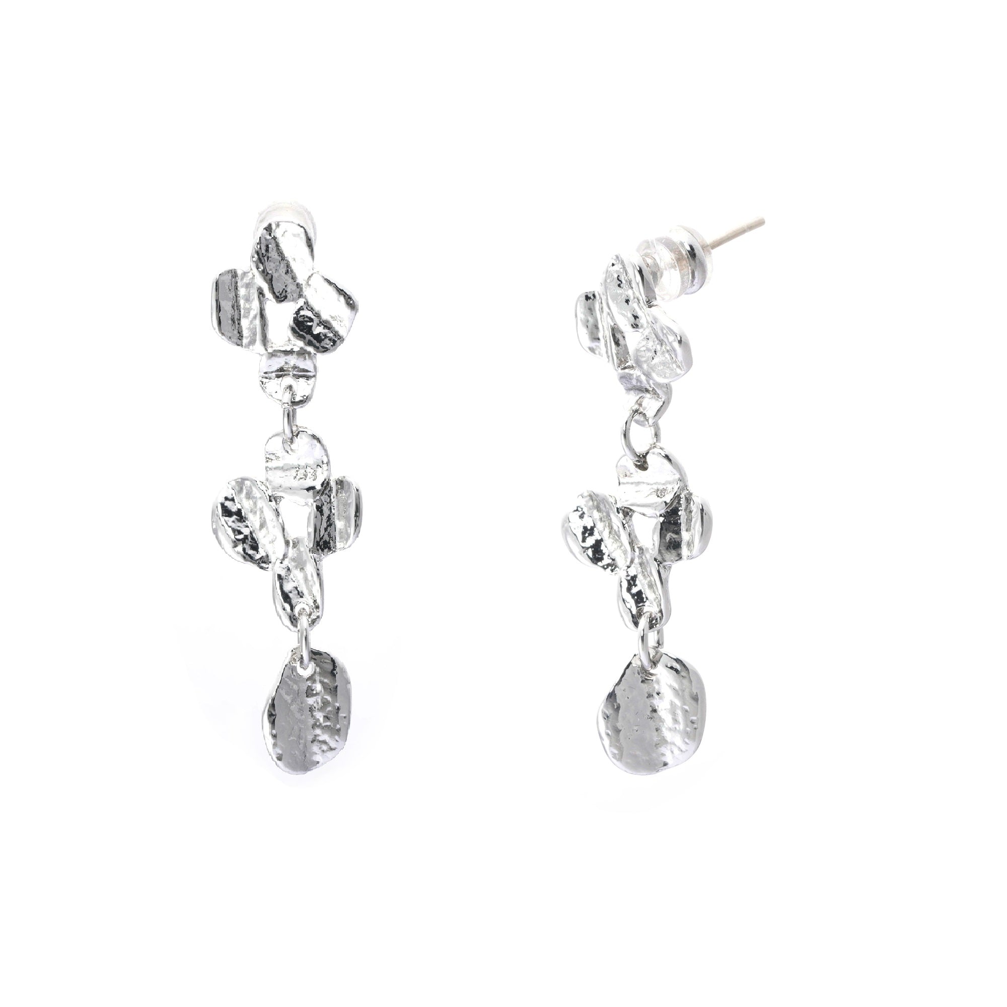 Earrings, Alloy Plated With Plain Sterling Silver, Antique Finish