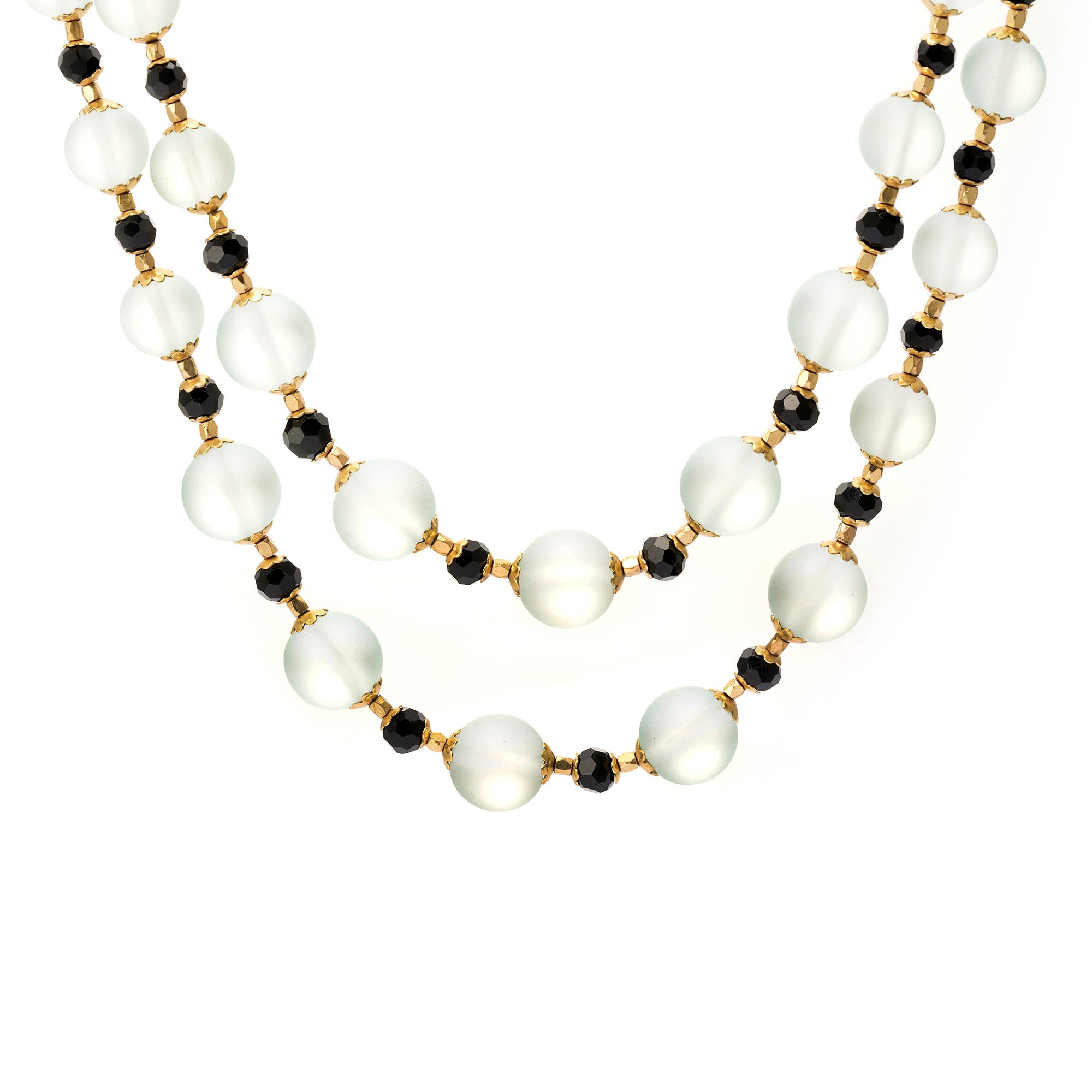 Necklace brass crystal pearl frosted glass beads plated with Russian gold