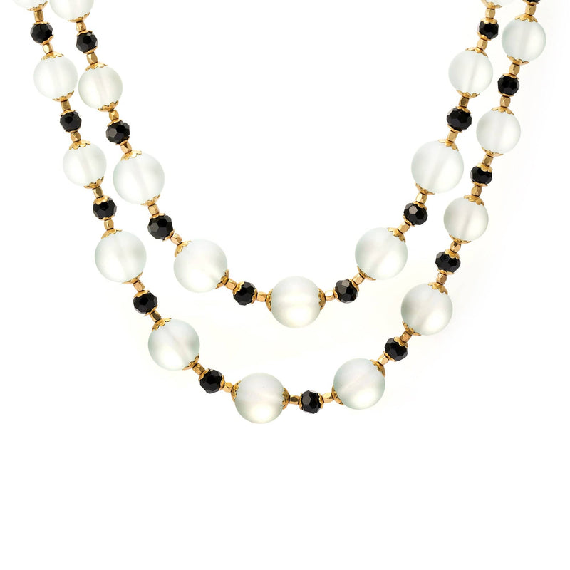Necklace brass crystal pearl frosted glass beads plated with Russian gold