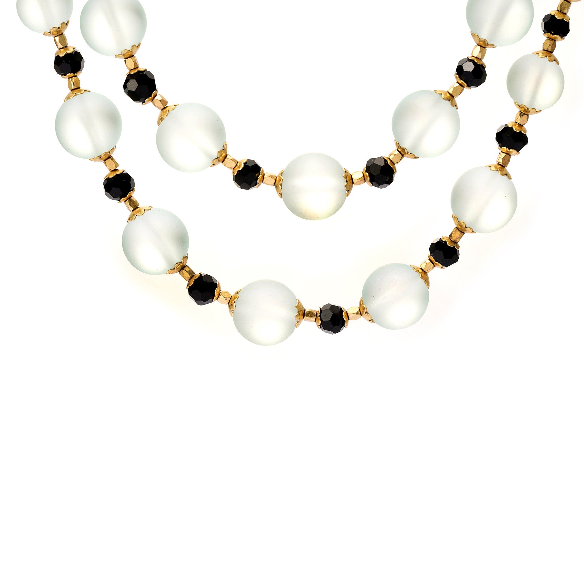 Necklace brass crystal pearl frosted glass beads plated with Russian gold