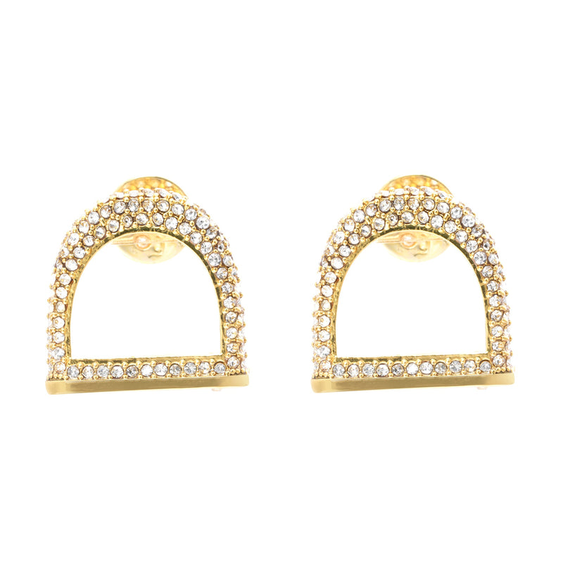 Earring, Austrian Crystal, Brass Plated With Russian Genuine Gold