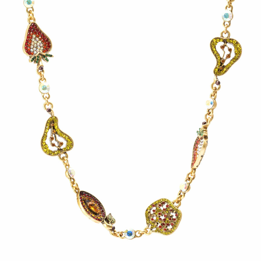 Vibrant Fruit Necklace with crystal and 18K gold-plated alloy finish