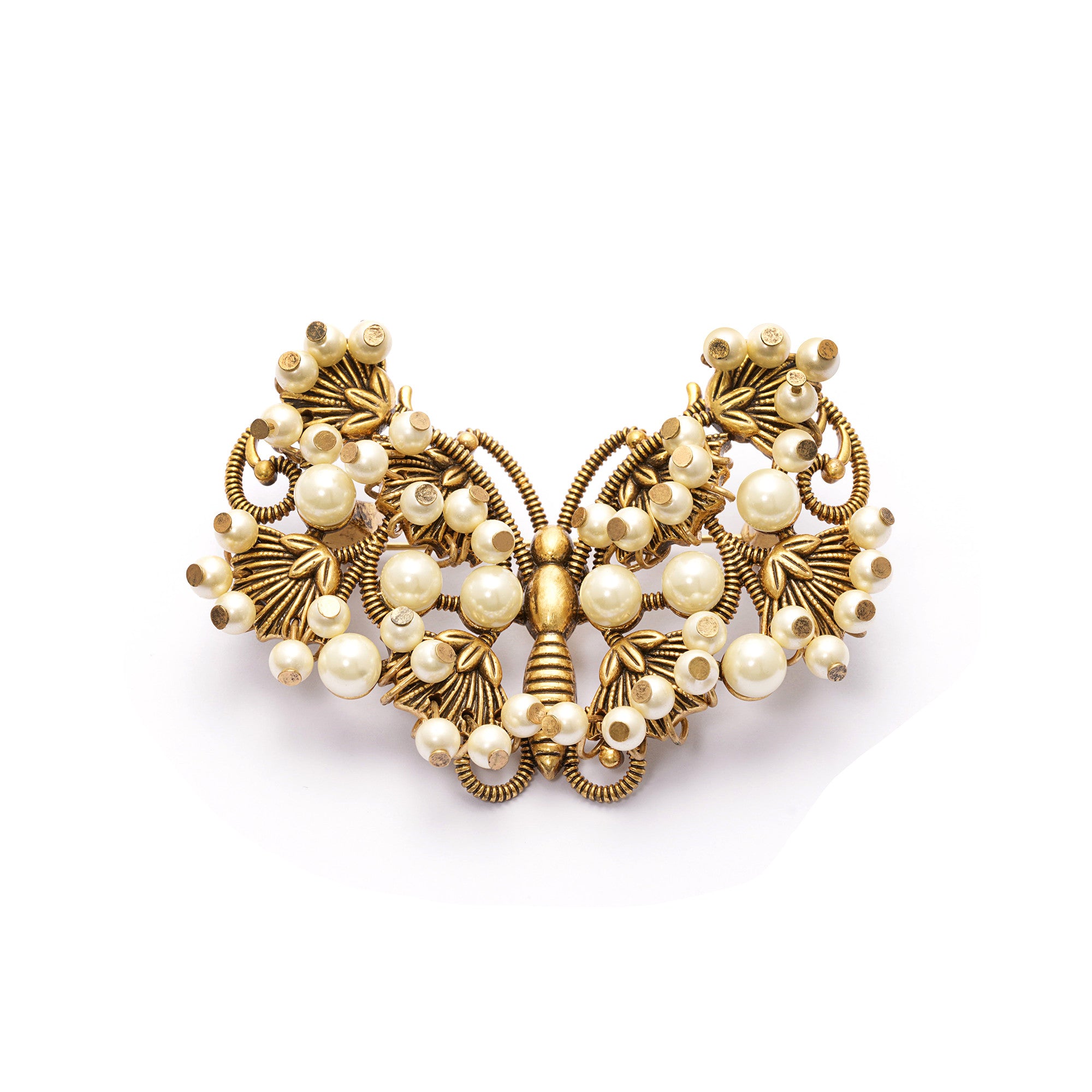 Brooch brass crystal pearl plated with Russian gold