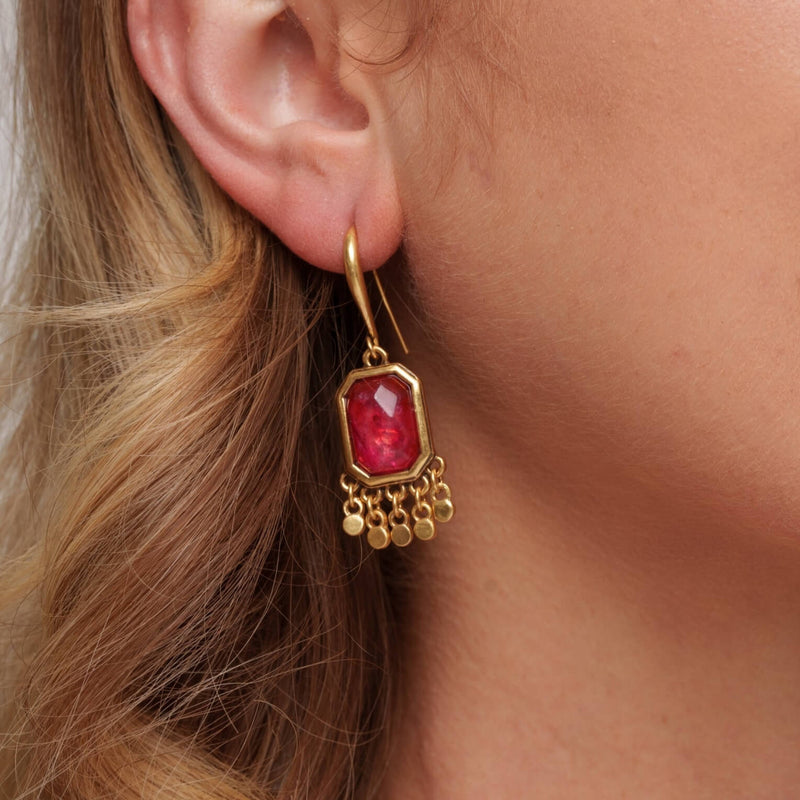 Boucles d'oreilles créoles en plaqué or 18 carats avec flamme 