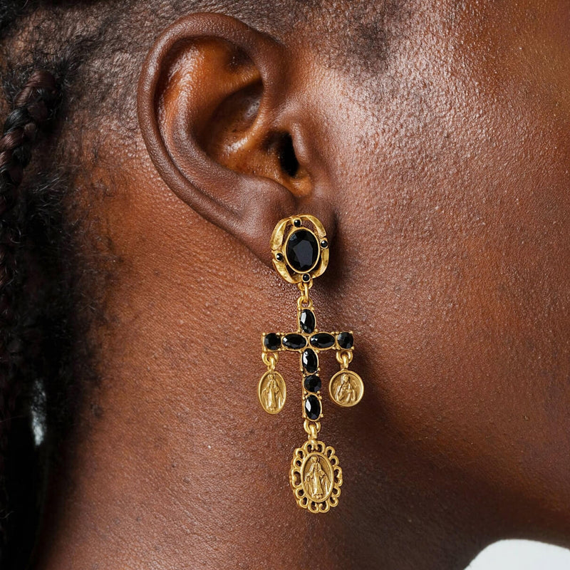 Mystical Cross Earring 18K Gold Plated