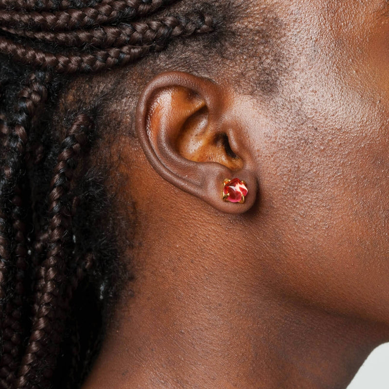 Boucle d'oreille Fiery Essence plaquée or 18 carats 