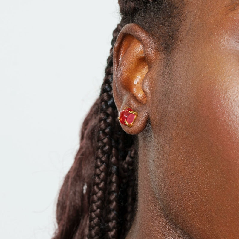 Boucle d'oreille Fiery Essence plaquée or 18 carats 