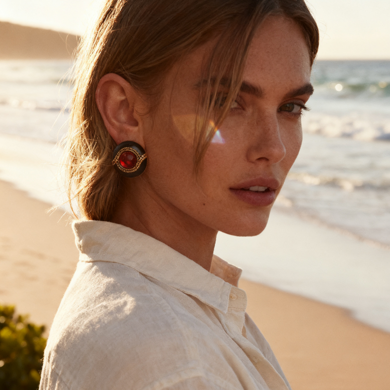 Boucles d'oreilles cerises plaquées or 18 carats