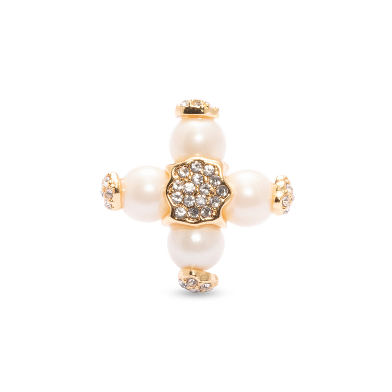 Copper Imported crystal pearls Imported Austrian rhinestones Russian real gold earring