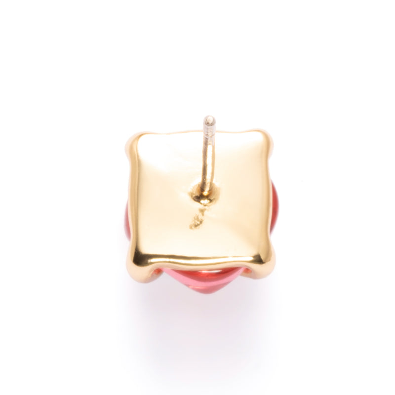 Red Crystal Earrings, Brass Plated With Genuine Gold