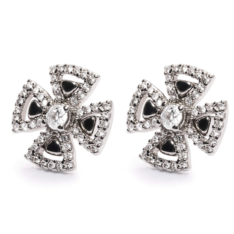 Alloy Earrings,  Imported Austrian Rhinestones, Electroplated vegan Silver Antique