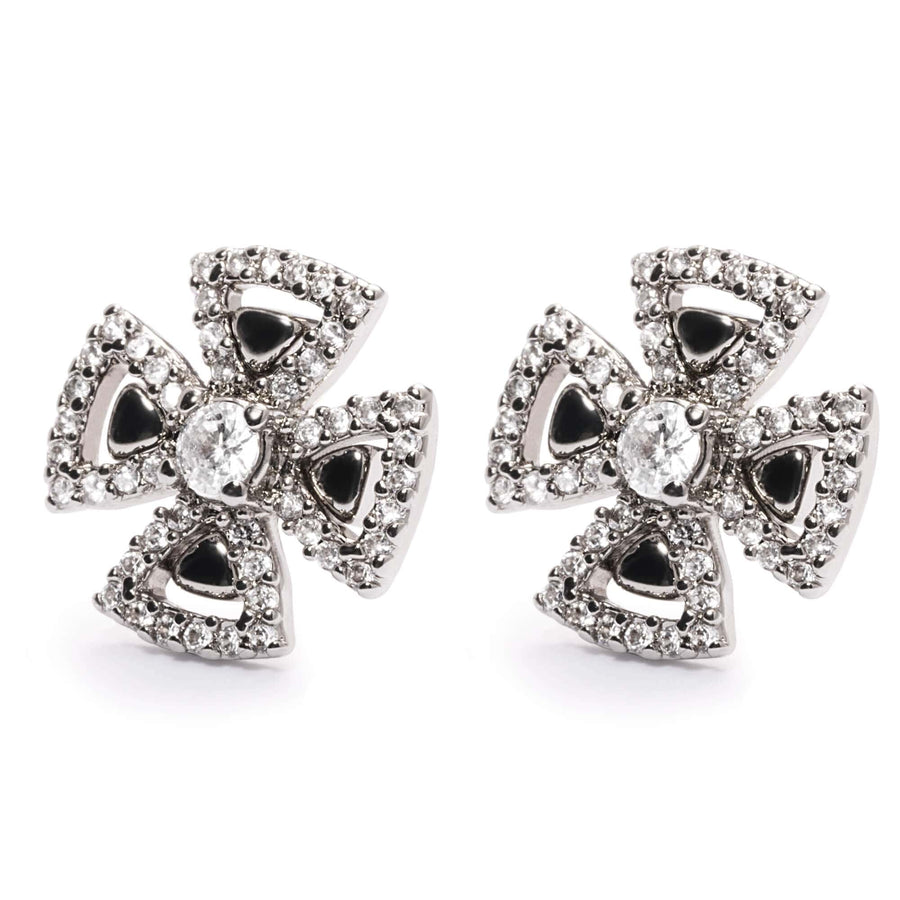 Alloy Earrings,  Imported Austrian Rhinestones, Electroplated vegan Silver Antique