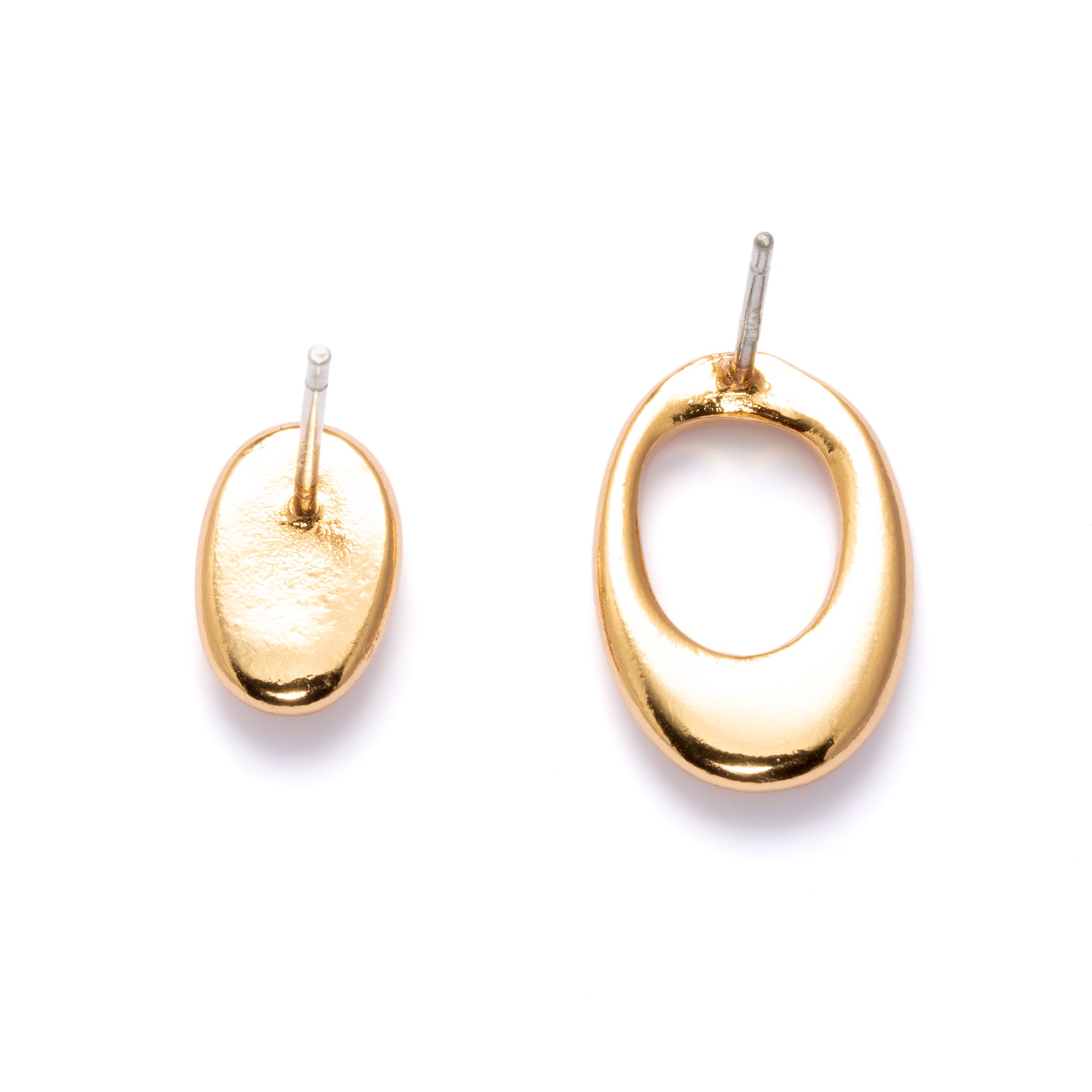 Earrings, Light Black Semi-Gloss, Brass Plated With 18K Gold