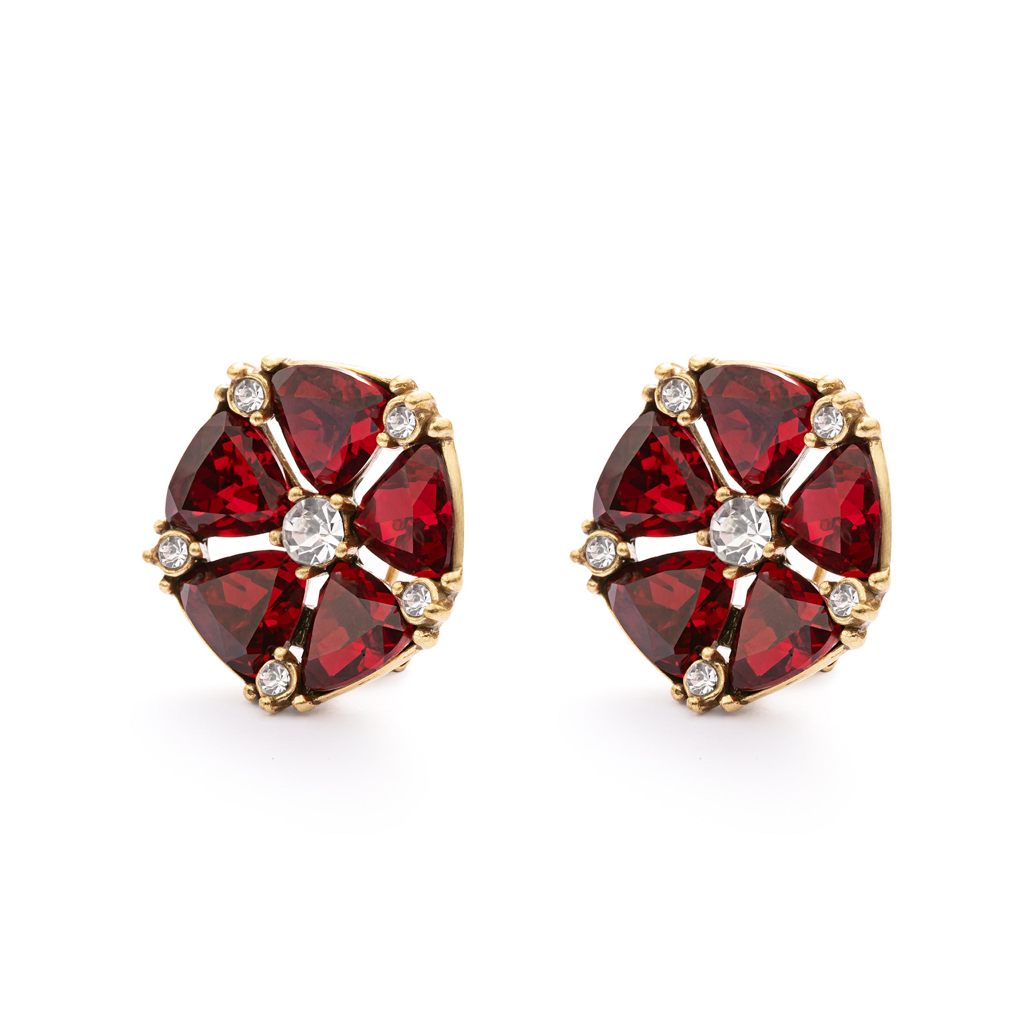 Red Crystal Earrings Alloy  Austrian Crystal  Austrian Rhinestone  Plated with Genuine Russian Gold 