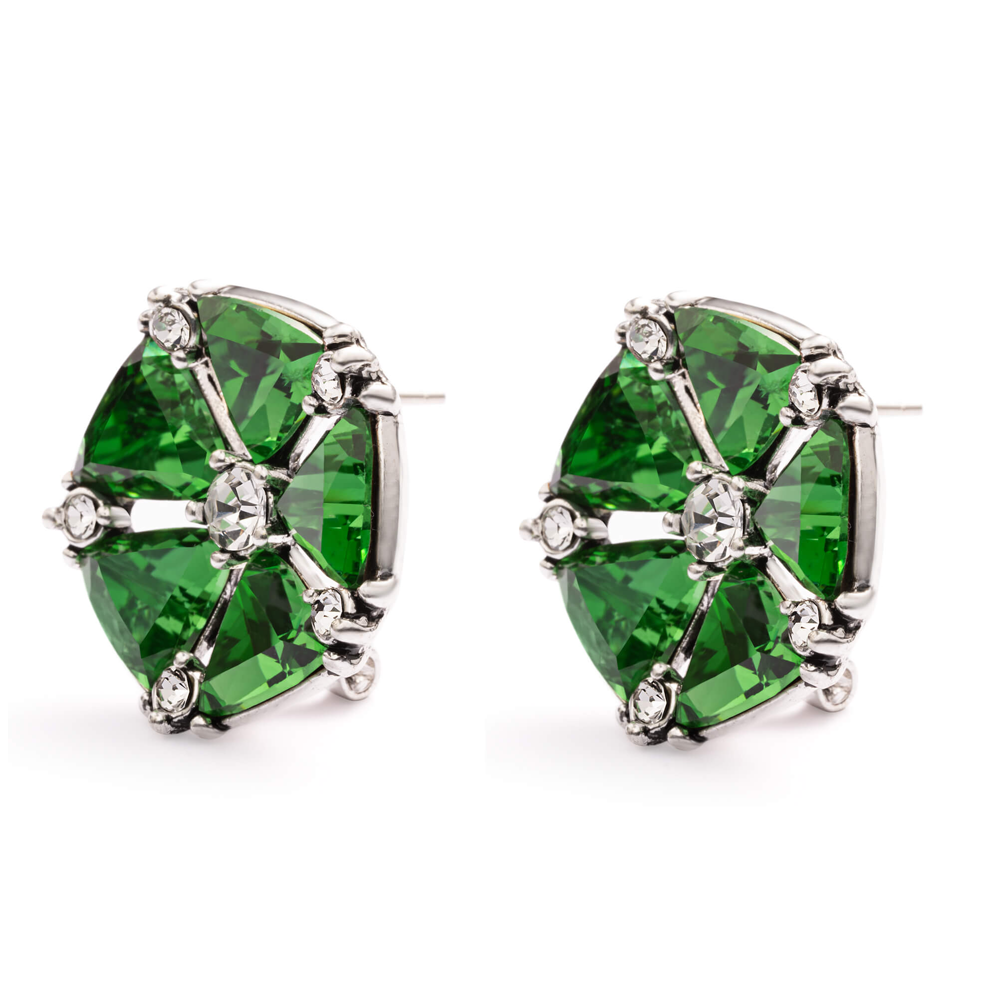 Green Crystal Earrings, Austrian Rhinestone & Crystal，Alloy Plated Russian gold