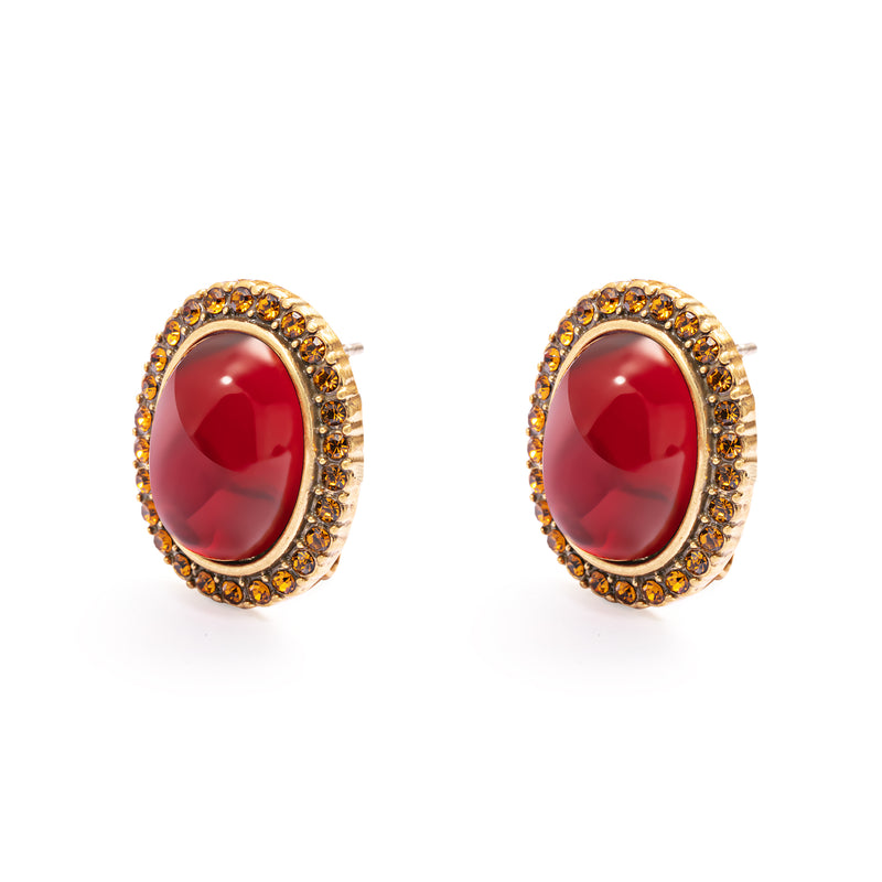 Red Agate Earrings  Austrian Rhinestone  Alloy Plated with Genuine Russian Gold