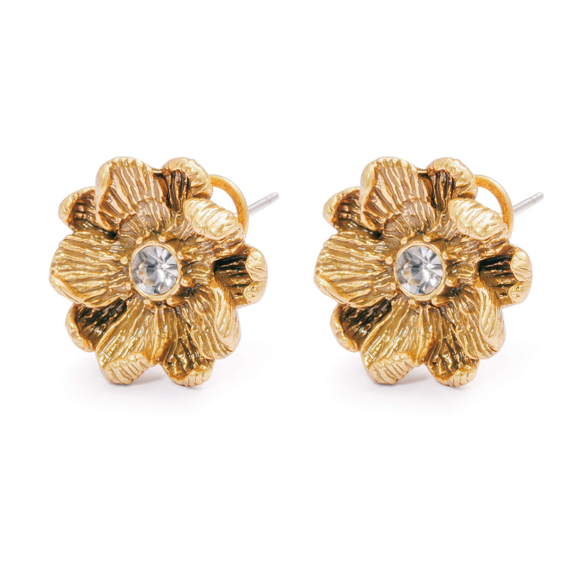 Alloy Earrings, Imported Austrian Rhinestones,  Russian Genuine Gold