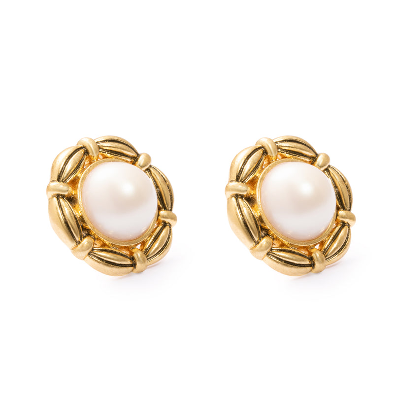 Brass Plated Earrings, Imported Crystal Pearls, Imported Austrian Rhinestones, Russian Genuine Gold