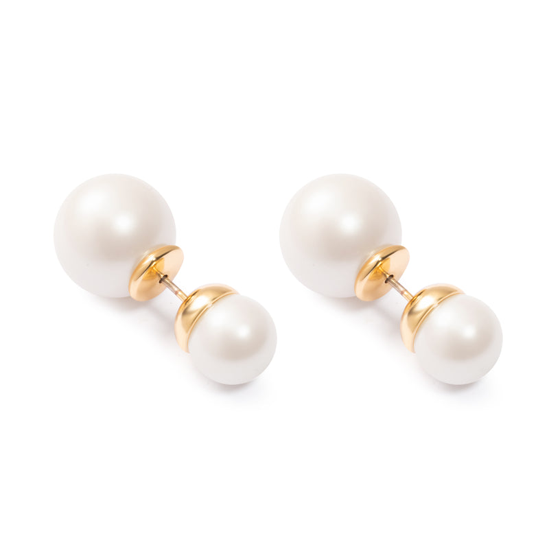 Crystal Pearl Earrings Brass Plated With Genuine Gold
