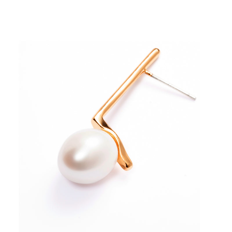 Copper Baroque Pearl Plated Real Gold Drop Earrings