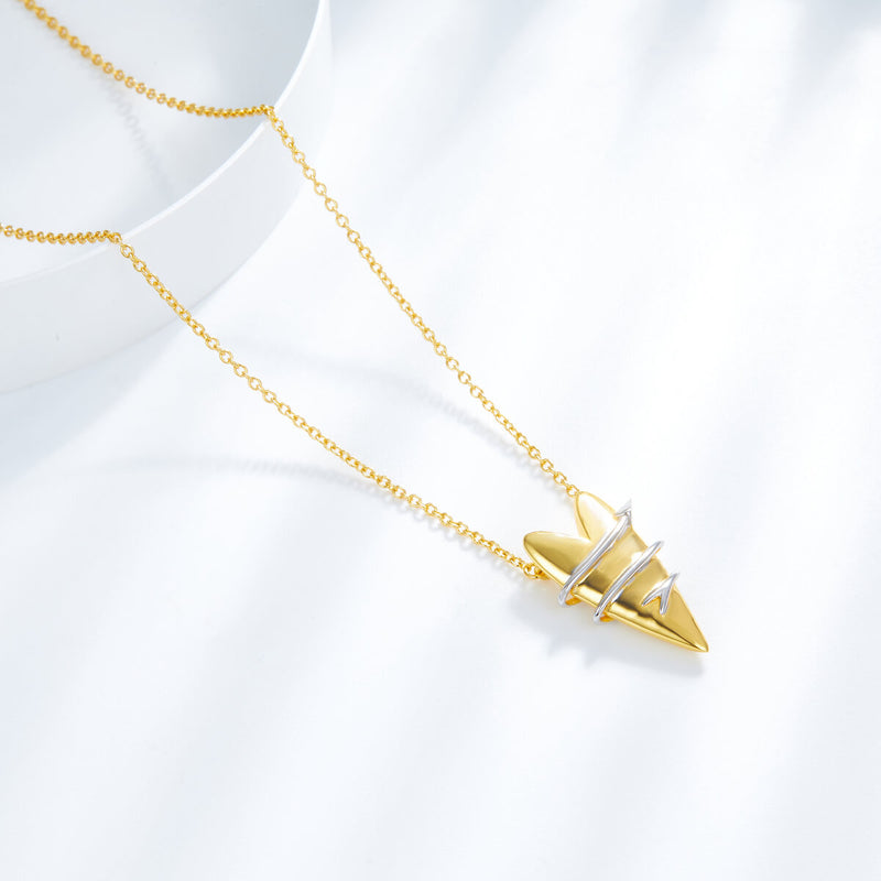 Collar de corazón enigmático en oro vermeil de 18 quilates