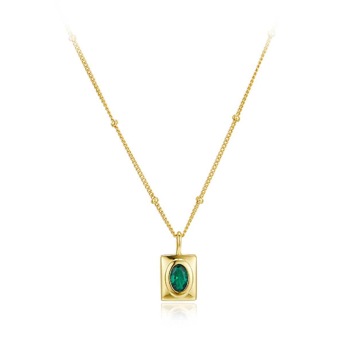 925 silver emerald zircon necklace pendant