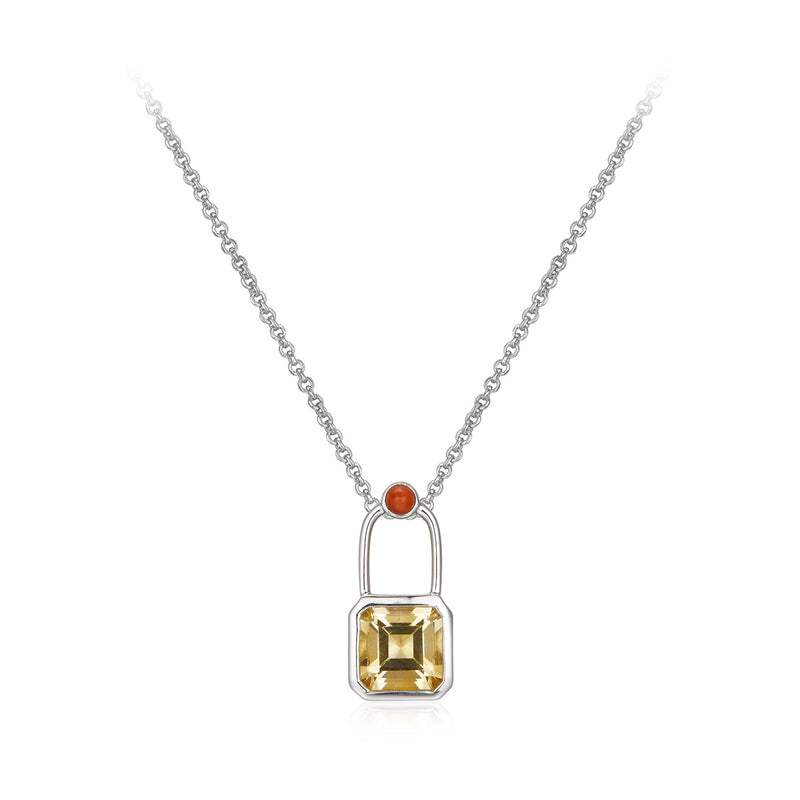 925 silver topaz necklace with intellectual