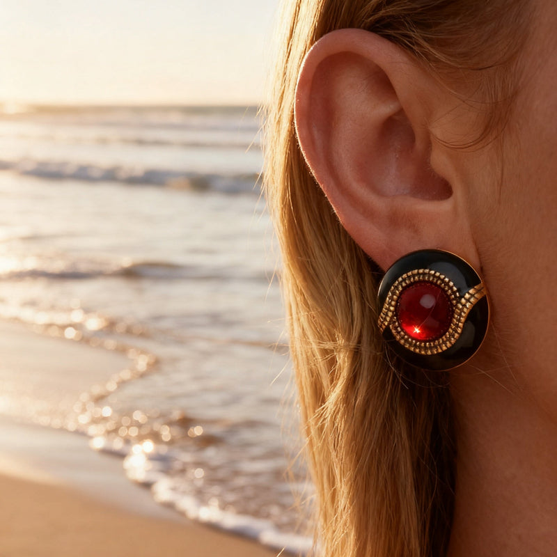 Boucles d'oreilles cerises plaquées or 18 carats