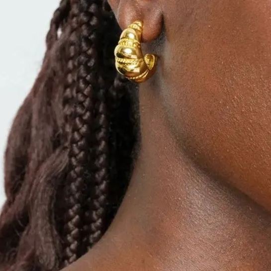 Earrings, brass, gold plated