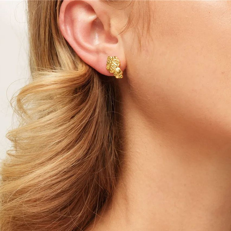 Earrings, Alloy Plated With Genuine Gold