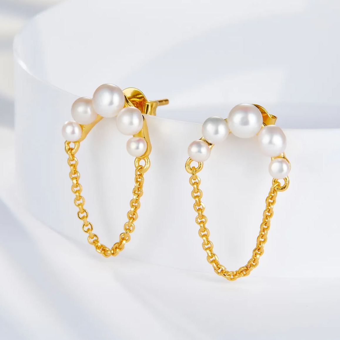 Pearl String small light sold earrings S 925 pearl chain Dream earrings