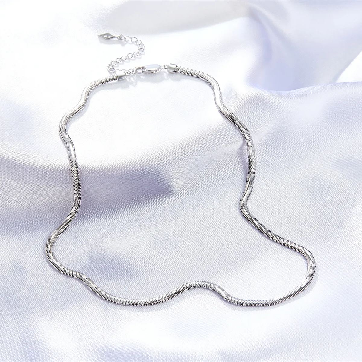 925 silver flat snake choker necklace