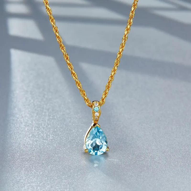 925 sterling silver pendant Topaz necklace